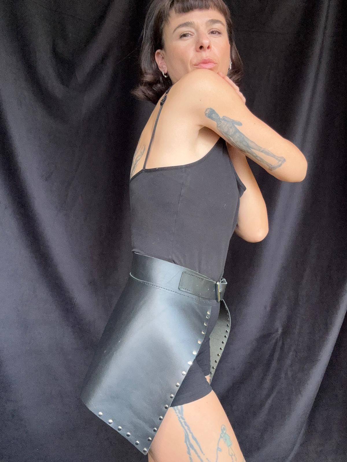 Leather Drape Skirt