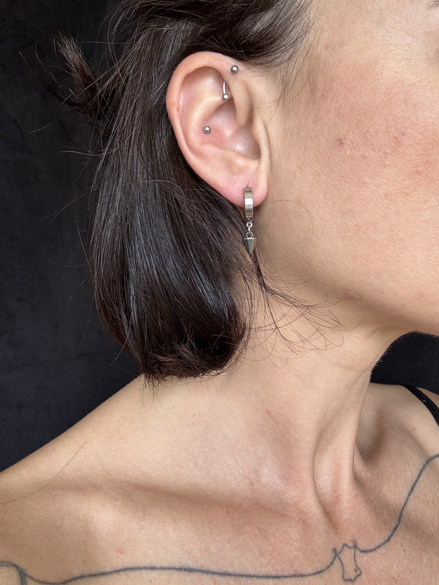 Pebble Spike Hoop Earring