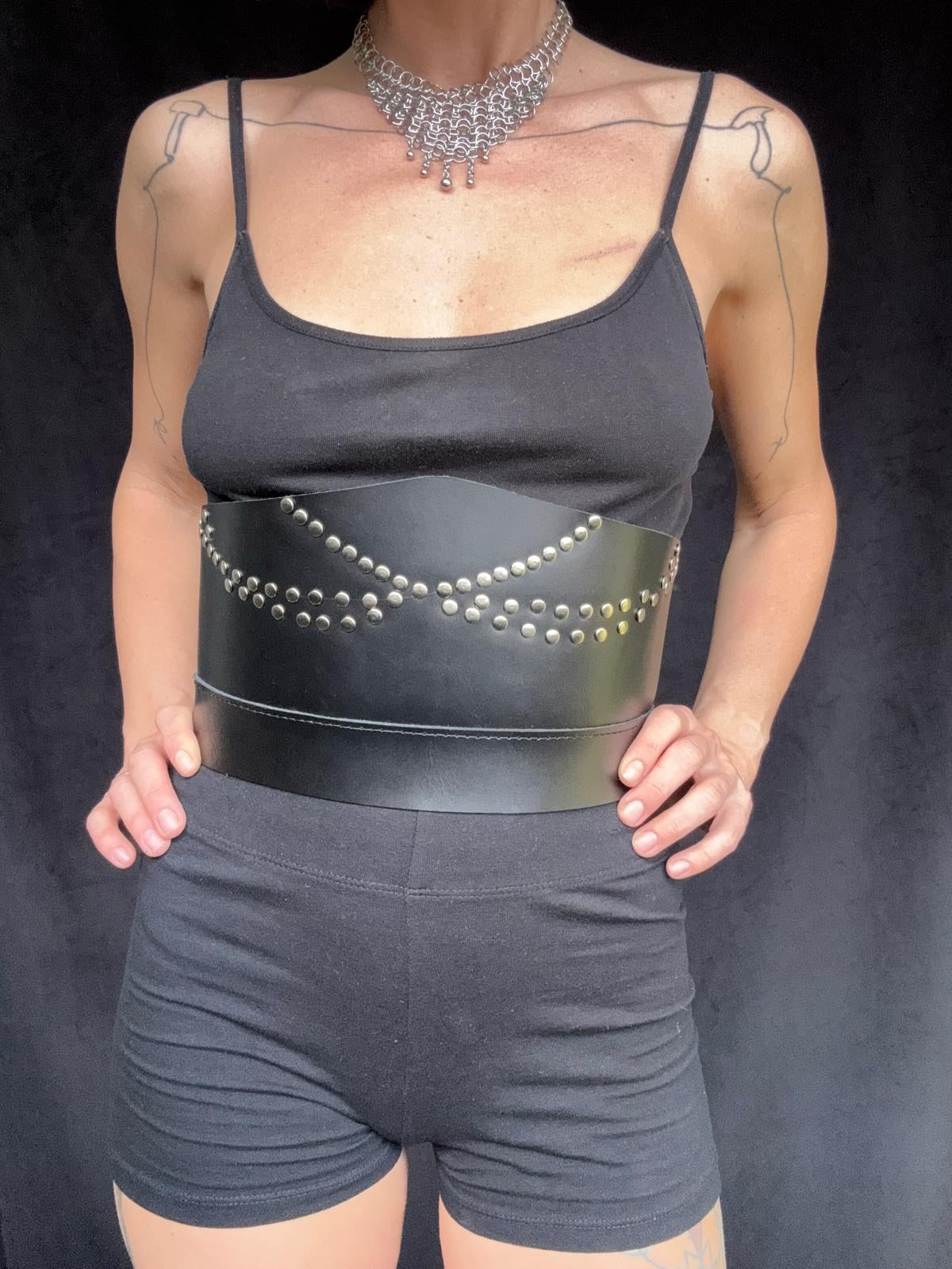 Riveted Leather Corset Belt