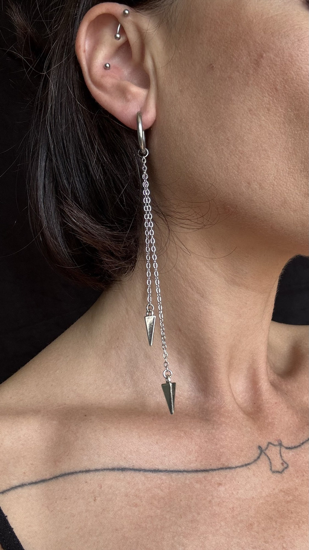 Triangle Spike Chain Hoop Earrings