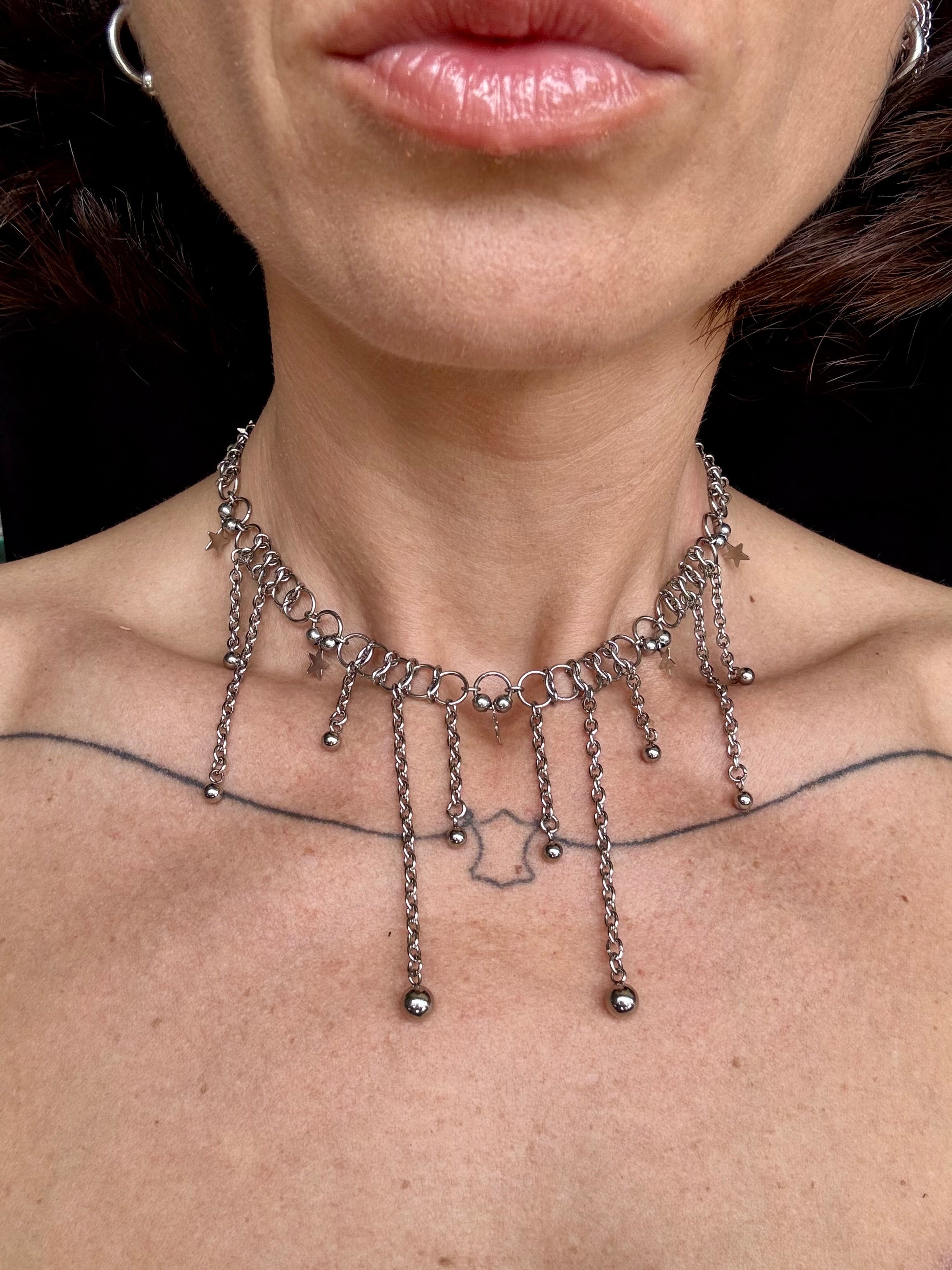 Ball Fringe & Star Necklace