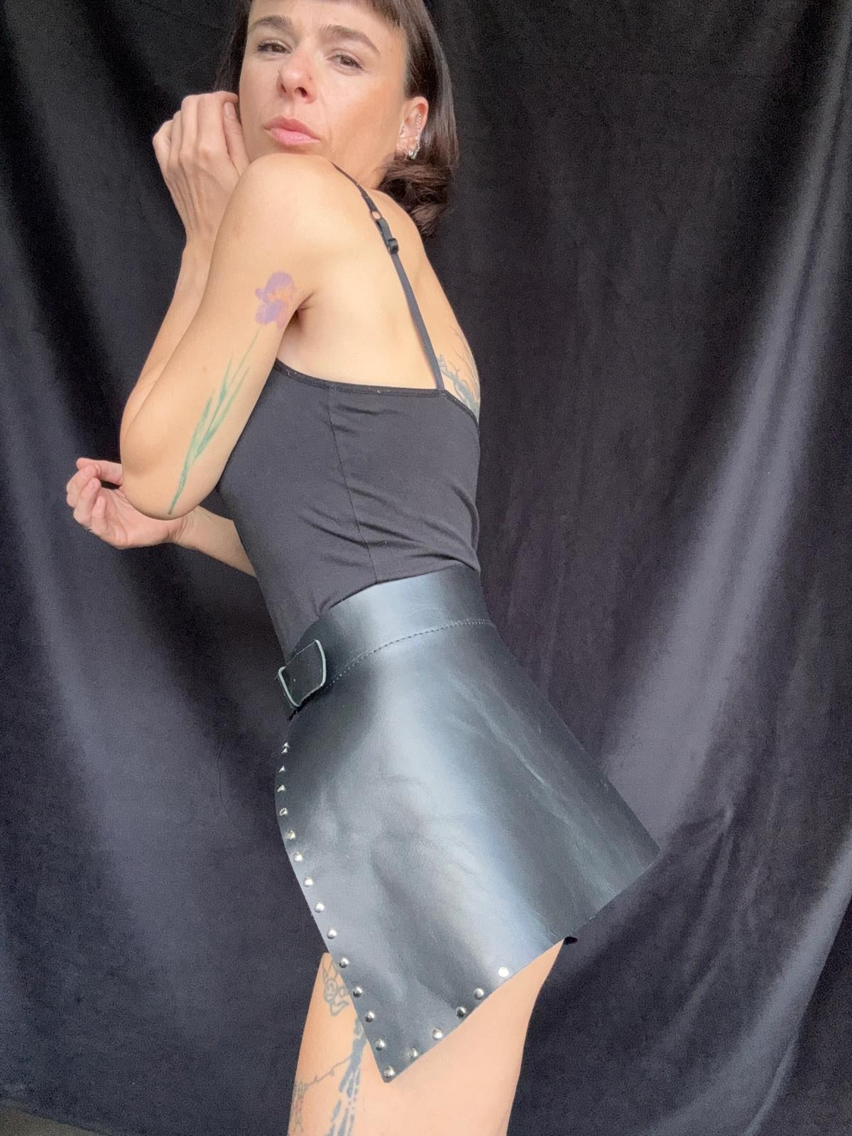 Leather Drape Skirt