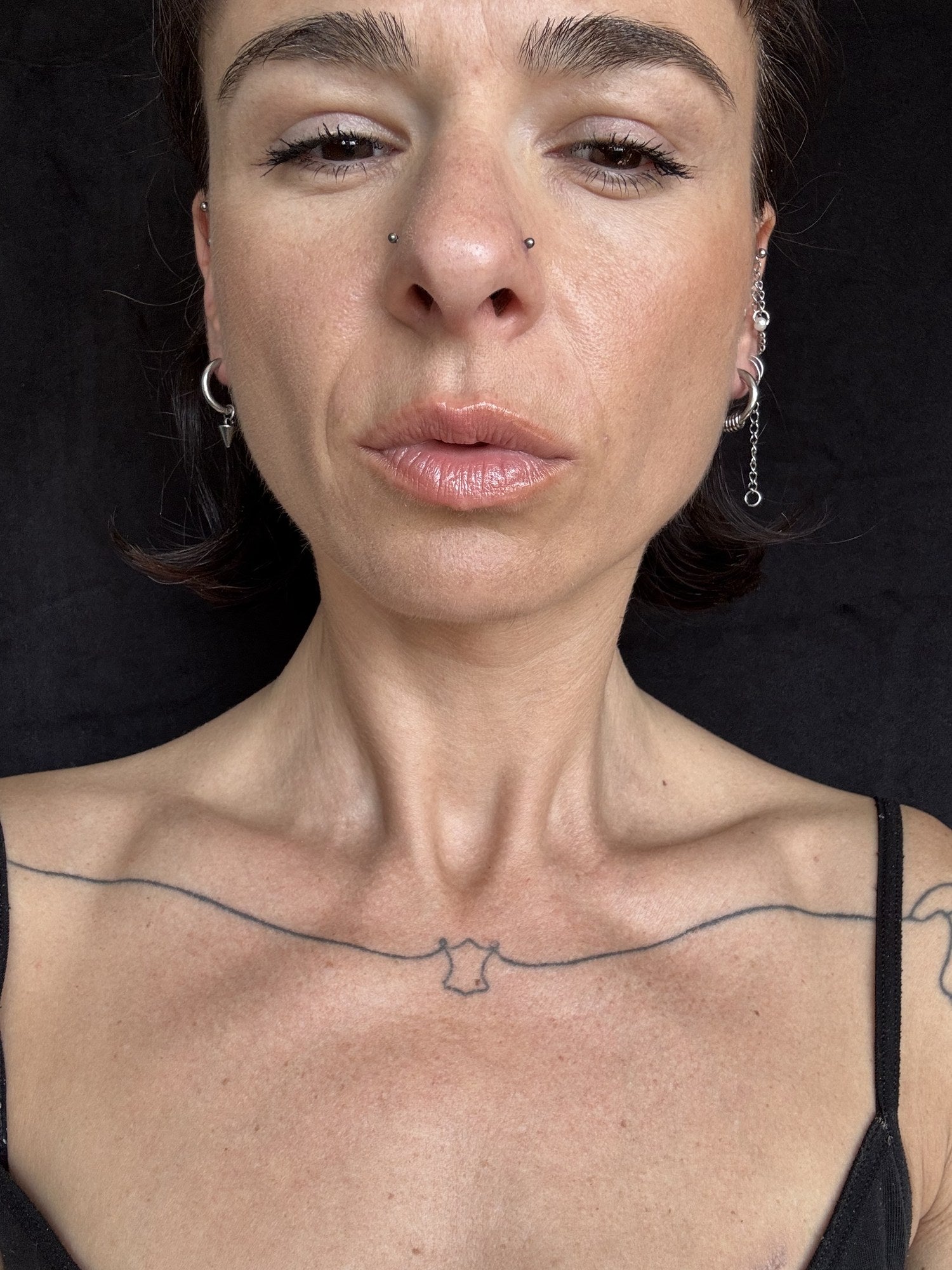 Single Pebble Spike & Coil Hoop Earrings