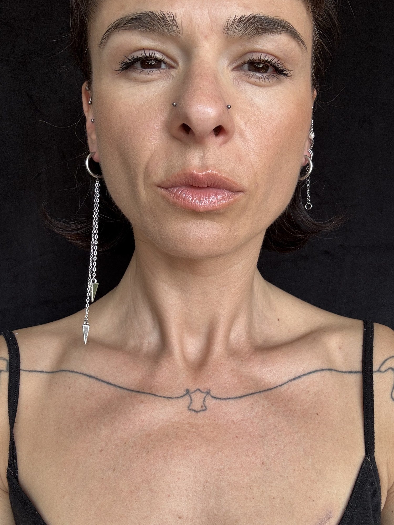 Triangle Spike Chain Hoop Earrings