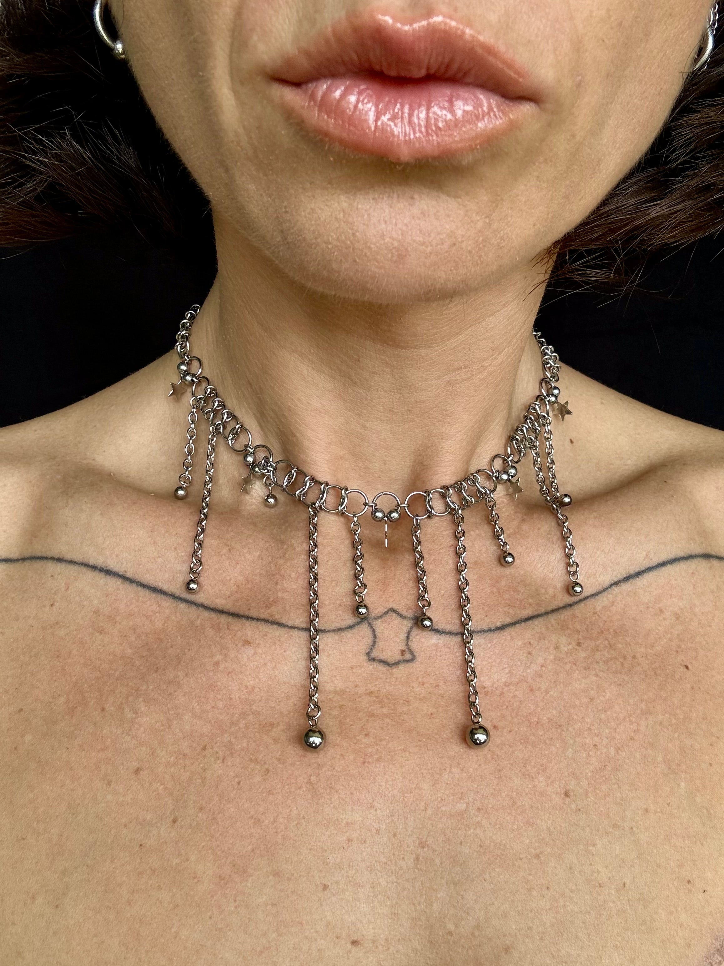 Ball Fringe & Star Necklace