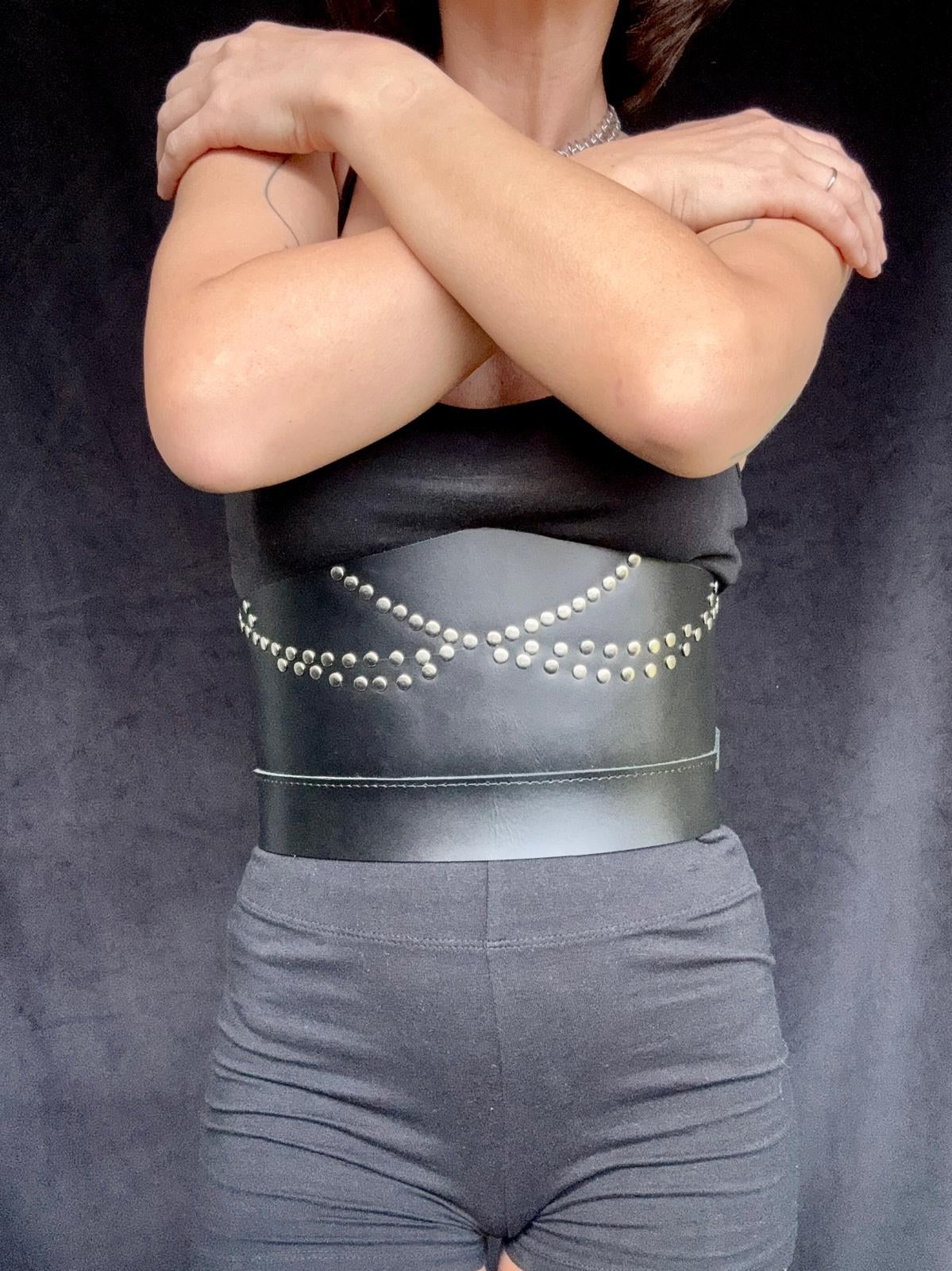 Riveted Leather Corset Belt