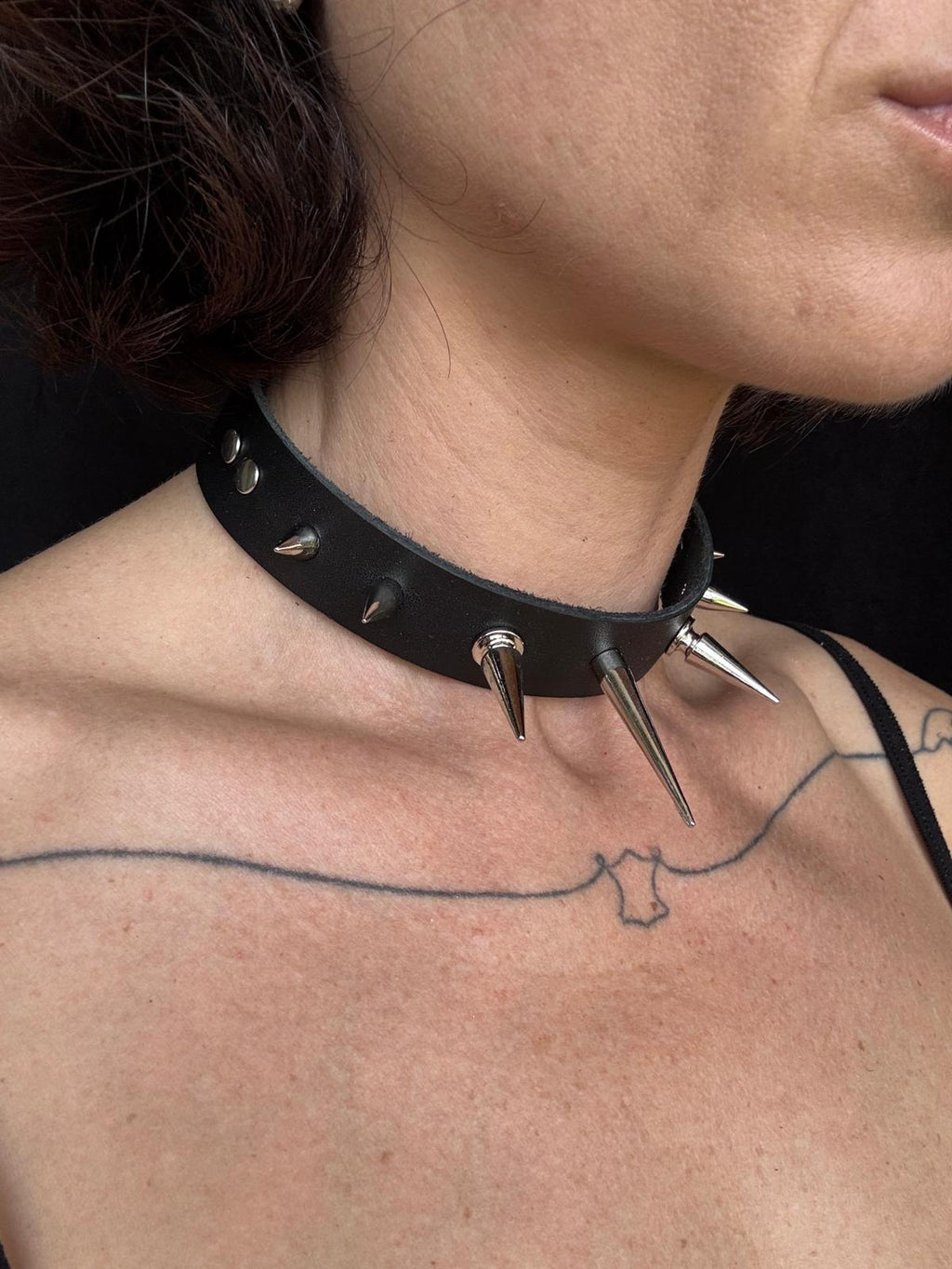 Large Spike Leather Choker
