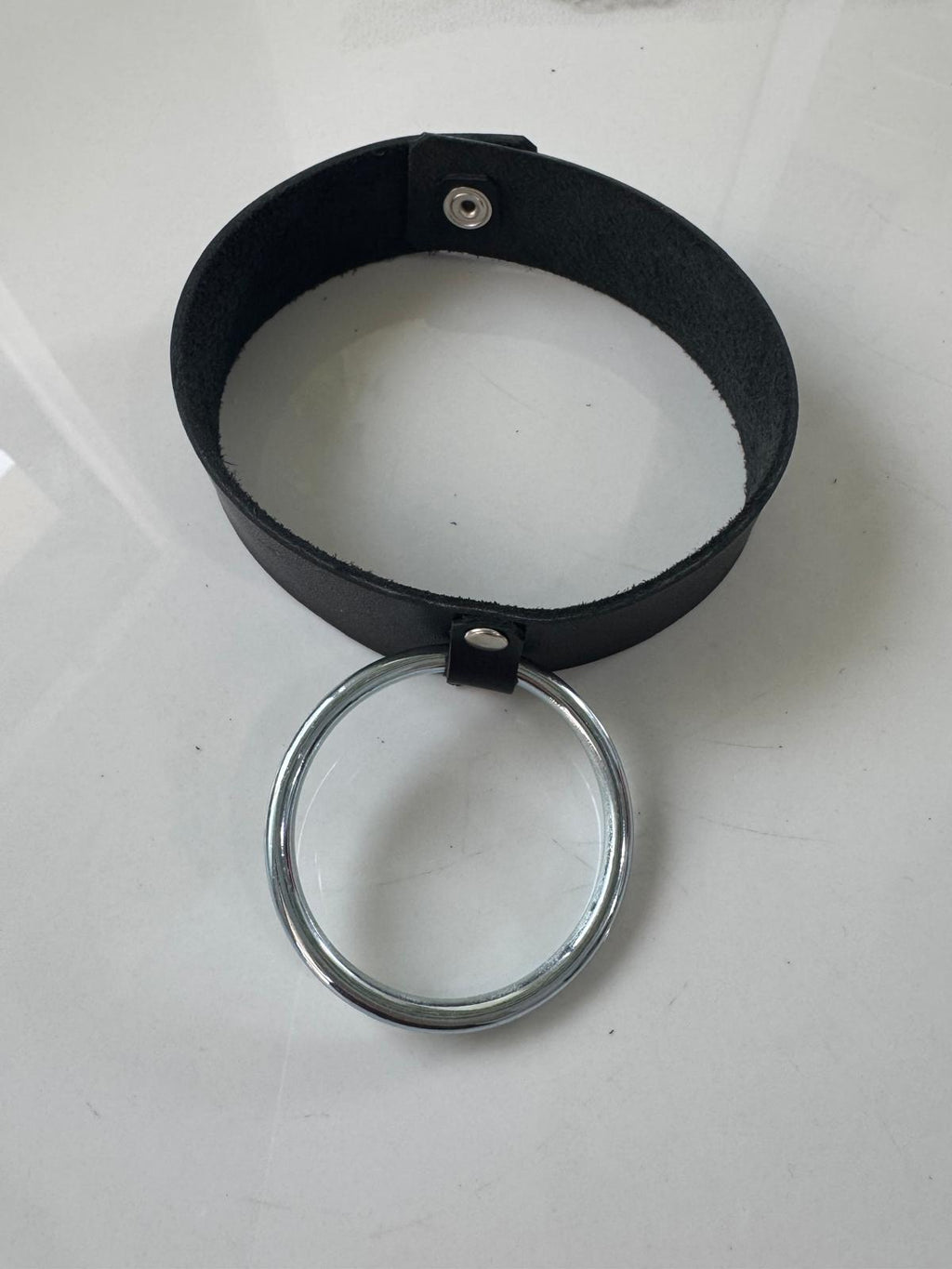 Wide O-Ring Leather Choker